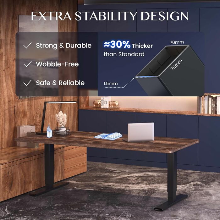 Стіл FLEXISPOT з регулюванням висоти, електрична рама столу з 2 потужними двигунами, супервантажопідйомність 160 кг, 3-рівнева телескопічна система, пам&39ять налаштувань, світлодіодний дисплей висоти (PRO Black) PRO король продуктивності з вантажопідйомн