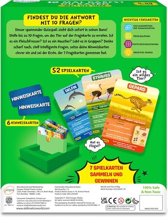 Карткова гра Skillmatics - 10 разів вгадай тваринний світ, подарунки для дітей від 6 років, чудова забава для подорожей та сімейни