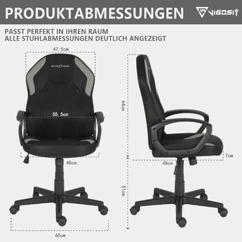 Ергономічне офісне крісло сітка та технічна тканина, регульоване по висоті, поворотне, плавний нахил, поперекова підтримка, робоче крісло для дому або офісу, чорне, важке