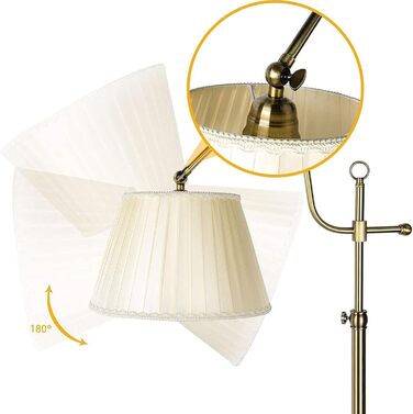 12W LED Floor Lamp Regulable with Remote Control, White Fabric Lamp Lamp, Retro Metal Copper Floor Lamp for Bedroom Office Office Hotel, E27 Socket Max 60W, 12W LED Floor Lamp Regulable with Remote Control, White Fabric Lamp Lamp, Retro Metal Copper Floor