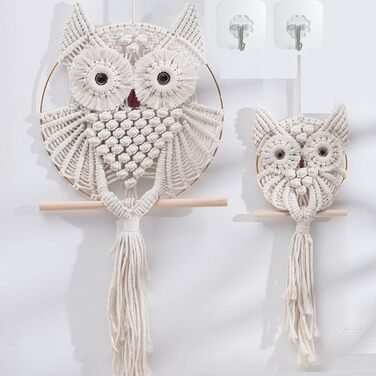Сови макраме настінне макраме настінне оздоблення ручної роботи бохо орнамент настінного мистецтва вішалка для прикраси будинку оф