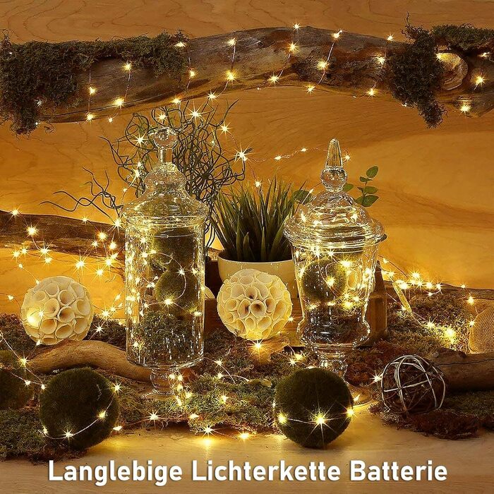 Акумулятор казкових вогнів DBFAIRY, 2x10M 100 світлодіодних казкових вогнів з пультом дистанційного керування 8 режимів і таймером