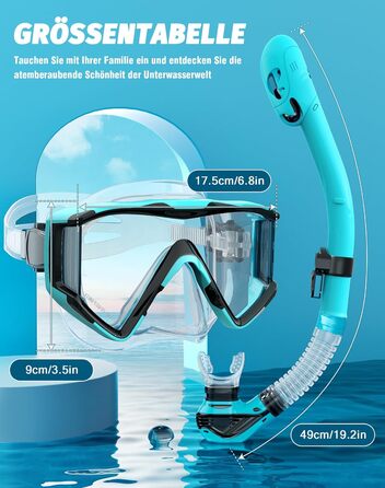 Набір для дорослого підводного плавання, покращена маска для дайвінгу та трубка, набір масок для підводного плавання із сухим верхом, професійне спорядження для дорослого підводного плавання, плавання, дайвінгу та підводного плавання з аквалангом (прозори