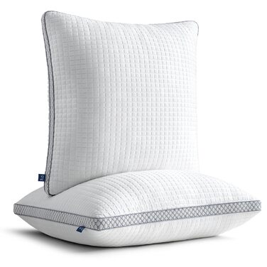 Подушка BedStory 80x80 зі знімним чохлом, регульованим наповнювачем з волокна, готельна подушка на блискавці, комплект з 2 подушок з мікрофібри 1500 г, подушка для шиї, яку можна прати, для алергіків 80x80 см