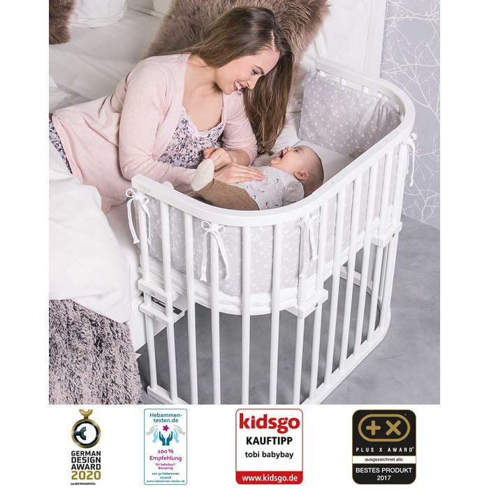 Оригінальне дитяче ліжко з масиву бука з матрацом Classic Soft для дня і ночі / ліжечко регулюється по висоті і екологічно чисте /