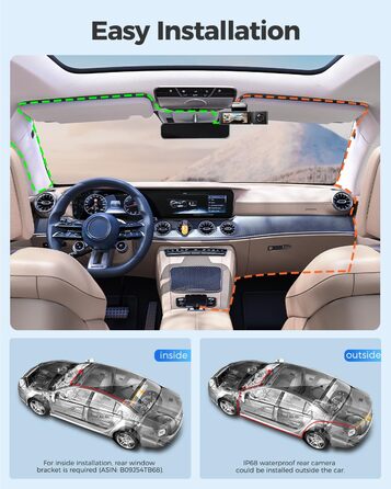 Автомобільний відеореєстратор AZDOME 3 лінзи 1440P 1080P 1080P з WiFi, GPS, фронтальною камерою 4K, супер нічним баченням, монітор