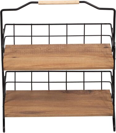 Настільна полиця Sallingsund Кухонна полиця з 2 полицями для зберігання спецій 41,5 x 32 x 15 см Кухонний органайзер Чорний/Колір дерева