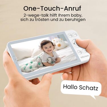 Радіоняня CZEview BM6 із камерою 2K і 4-кратним зумом, відеоняня HD 5,5 дюйма з Wi-Fi із додатком, нічне бачення, виявлення руху,