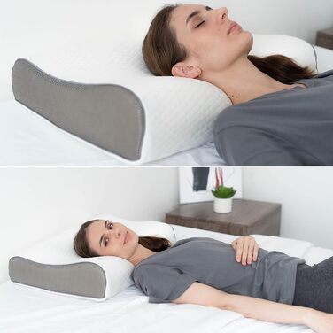 Ортопедична подушка для шиї COMFYCENTRE з піни з ефектом пам&39яті 40x60 см - Ергономічна подушка - Подушка для сну на боці - Подушка для підтримки шиї - Ідеально підходить для болю в шиї, мігрені та хропіння