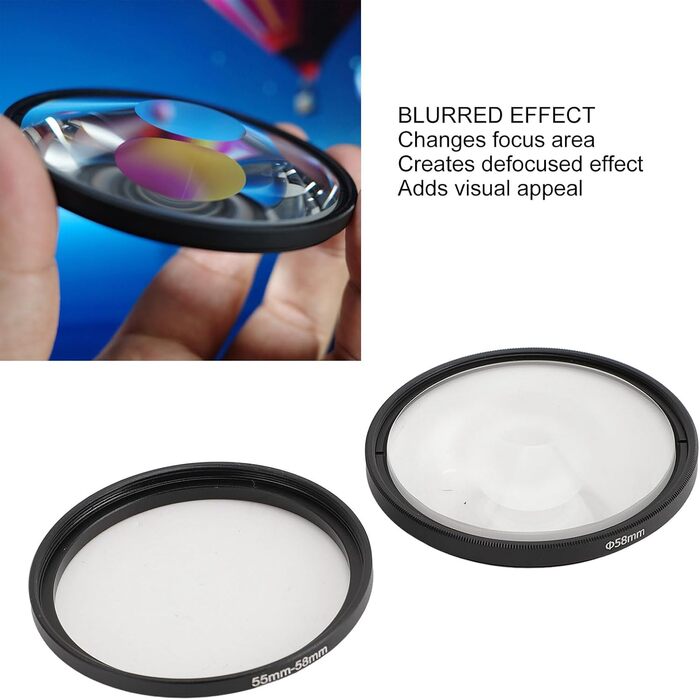 Міліметровий призматичний фільтр обєктива, призматичний обєктив із тунельним спотворенням зору, фільтр ефекту розмиття вихрової призми, спіральний гало-фільтр обєктива камери для фотографії, 55-