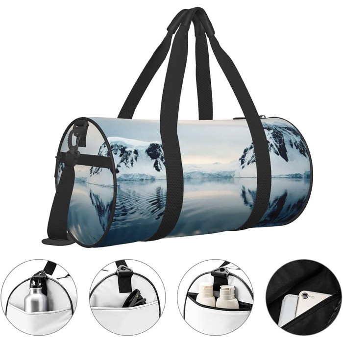 Спортивна сумка, дорожня сумка, принт Антарктичний півострів, чорна, універсальний розмір, сумка на ніч