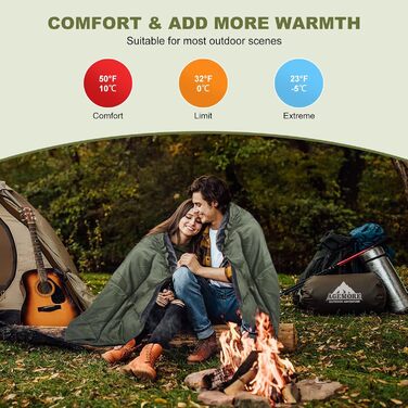 Подвійний спальний мішок AGEMORE для дорослих, бавовняна фланель, спальний мішок на 2 особи для кемпінгу в холодну погоду, розмір &quotqueen-size&quot, водонепроникний спальний мішок-ковдра з флісовою підкладкою та капюшоном, 3-4 сезони, армійський зелени