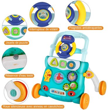 Дитячі ходунки з резервуаром для води, центр раннього навчання для немовлят, багатофункціональна навчальна іграшка (40 x 32 x 40,5 см, зелений) зелений 40*32*40,5 см