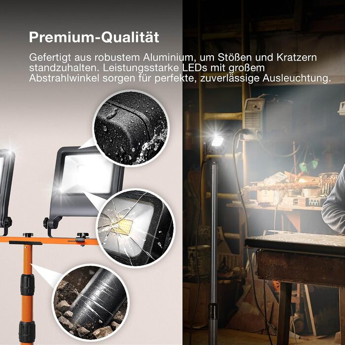 Світлодіодний прожектор Osram на штативі 2x50Вт, 4000К, сірий/темно-сірий, мережевий