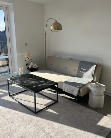 Журнальний столик Beliani, скло, прозорий, C-подібна форма, 40x61 см, сучасний, простий, Lourdes