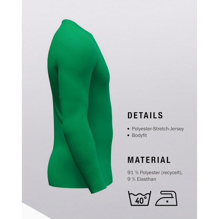 Футболка JAKO Function з довгим рукавом унісекс, розмір L, зелена