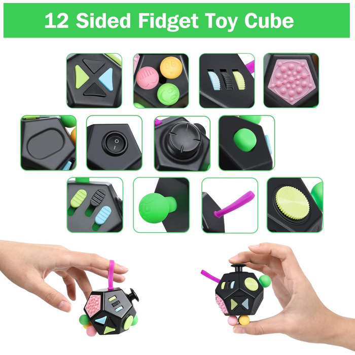 З 12 сторонами, іграшка Infinity Cube Fidget Anti Stress Cube для дорослих, дітей із СДУГ, СДУГ, РАС, СДУГ
