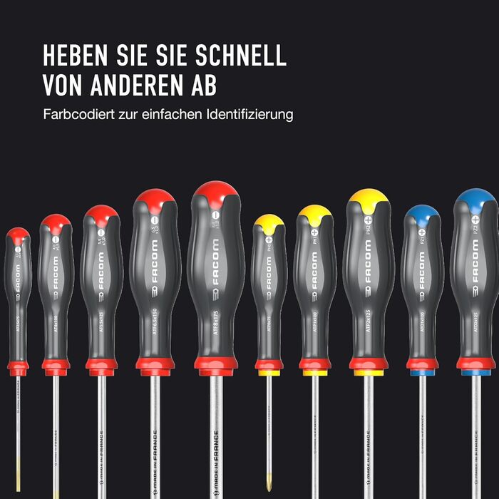 Набір викруток FACOM PROTWIST, 10 предметів, ATW.J10PB. Стандартні викрутки, 10 шт. з круглим та шестигранним жалом
