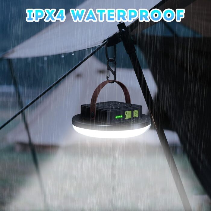 Сонячний світлодіодний кемпінговий ліхтар WholeFire, світлодіодний ліхтар для намету, підвісний кемпінговий ліхтар з 4 режимами, лампа для кемпінгу для використання на вулиці, аварійна ситуація, риболовля, походи