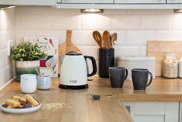 Чайник електричний Russell Hobbs 1.0 л Кольорикремовий з нержавіючої сталі (2400 Вт, функція швидкого закипання, знімний фільтр ві
