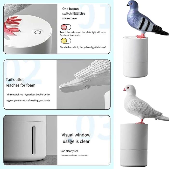 Автоматичний дозатор мила Pigeon, автоматична індукційна піна для миття рук Pigeon, електричний дозатор рідкого мила, електричний