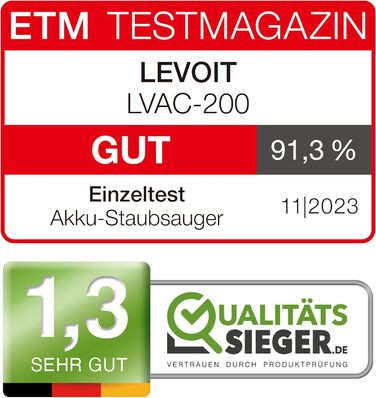 Акумуляторний пилосос Levoit з насадкою для шерсті домашніх тварин, проти намотування волосся, максимальна тривалість роботи 50 хв