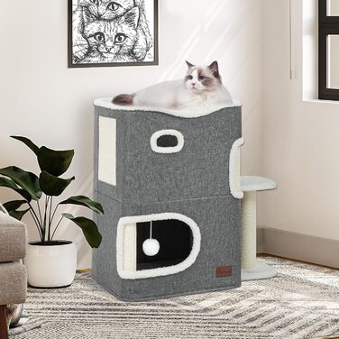Котячий будиночок, котяче ліжко для домашніх котів, котяча бочка, котяча печера, невелика когтеточка з платформою, котячі меблі, котяче ліжко-печера, котячі печери, котячі ліжка (сірий)