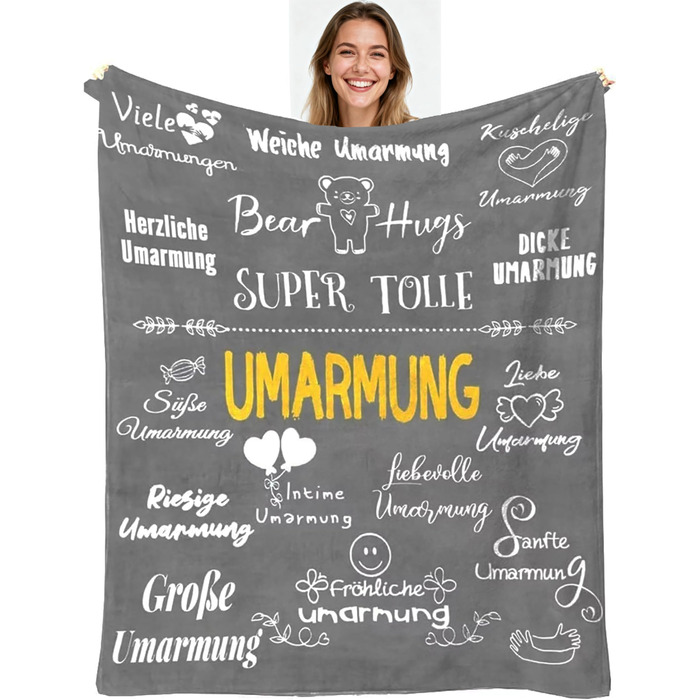 Подарунки для дівчини - Ковдра-обіймач 150 x 200 см Подарунки для жінок, сестри на Різдво, день народження, м&39які, портативні та можна прати в пральній машині, сірі 150 x 200 см