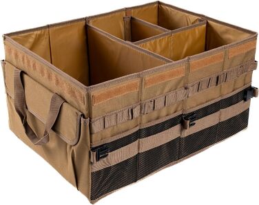 Органайзер для багажника, похідний, для перевезення вантажу та інструментів, посуду для кемпінгу, коробка, коричневий, великий, 600D водонепроникний Oxford поліестер, 4 відділення з ручкою