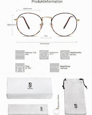 Окуляри SOJOS Retro SJ5024 круглі з леопардовою оправою та фільтром синього світла