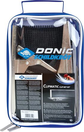 Сітка для настільного тенісу Donic-Schildkrt Clipmatic, водонепроникна нейлонова сітка, швидкозакріплювані тримачі, максимальна товщина стільниці 4,0 см, у сумці для транспортування 808335