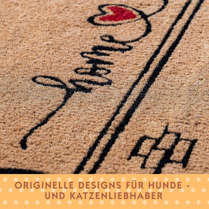 Кокосовий килимок для приміщень - Натуральний килимок для уловлювання бруду, Кокосовий килимок для вулиці для котів та собак, Водостійкий та нековзний килимок для коридорів, входів та критих приміщень, 60x40 см