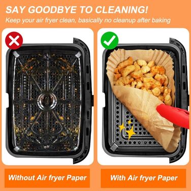 Папір для випічки BYKITCHEN для фритюрниці Шухляда Ninja Flex AF500EU 10,4 л, 120 шт. Аксесуари для фритюрниці/фритюрниці для Ninja Foodi Flexdrawer Dual Zone, також сумісний із великим папером для випічки Cecotec Dual 9000 9 л