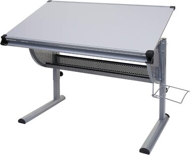 Стіл Mendler дитячий/молодіжний шкільний шкільний стіл офісний стіл Оксфорд, регульований по висоті, з можливістю нахилу - сірий