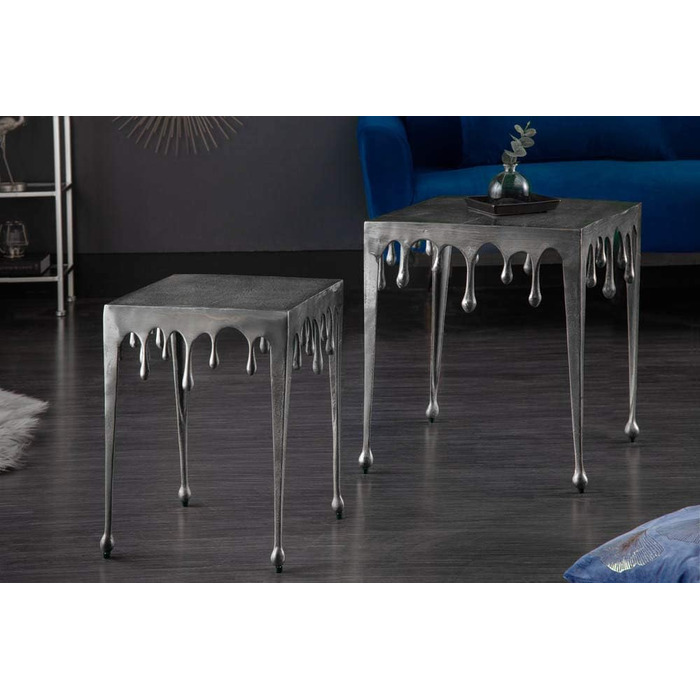 Журнальний столик Riess Ambiente Extravagant Liquid LINE L 46 см, сріблястий, дизайн, стіл для вітальні