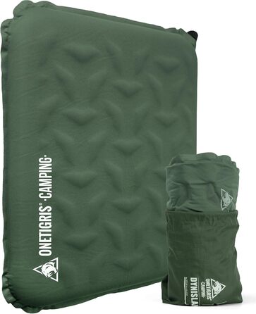 Самонадувальна подушка для сидіння 41 x 33 x 4 см, Складана подушка для сидіння на вулиці, Надлегка подушка для кемпінгу 150 г, Надувна подушка для походів, пікніків, Зелений рейнджер