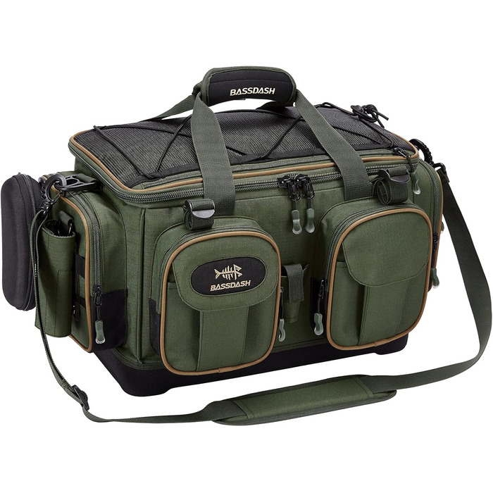 Сумка для рибалки Bassdash Сумка на плече Водонепроникна легка сумка для зберігання спорядження з чохлом від дощу Army Green M