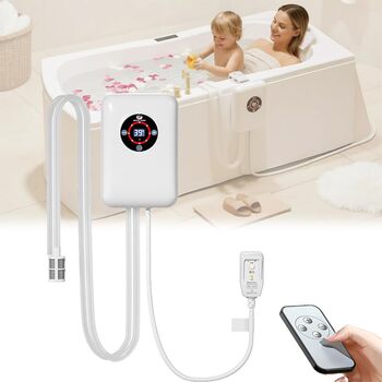 Занурювальний водонагрівач з термостатом - нагрівач для ванни потужністю 1200 Вт, інтелектуальне керування температурою 3043 C, захист від перегріву, для підтримки постійної температури гарячої води, 22 * 14,8 * 7,5 см, білий