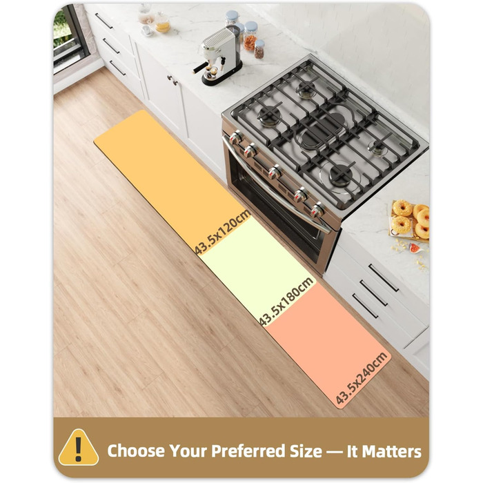 Килимки для кухні COLOR&GEOMETRY, нековзні, що праються, 43x120 см, тонка тканина 4 мм, кухонний килимок на гумовій основі, абсорбуючі, легко очищаються, килимки для підлоги перед раковиною, для коридору, бежевий, 43 x 120 см (прямокутний)
