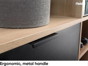 Шафа для передпокою з дзеркалом - Гардеробна шафа - Вузька шафа для передпокою - Комплект меблів для передпокою - Висока шафа для передпокою - Мілано - 100x33x190 см П/Л - Дуб Артісан/Чорний