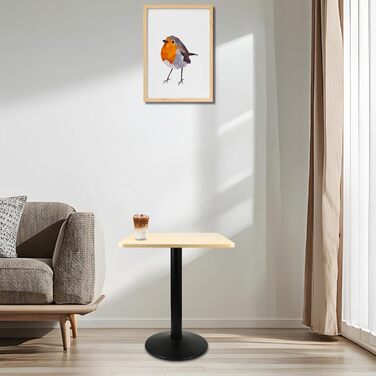 Обідній стіл OHMG, квадратний, на одній ніжці, європейський стиль, підходить для 4 осіб, виготовлений з заліза та дерев&39яних дощок, кухонний стіл, обідній стіл, стіл для вітальні, стоячий стіл 60*60*75 см (прямокутник-60*60*75 см-D)