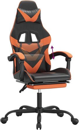 Зручне ігрове крісло з регульованим сидінням та функцією нахилу спинки, чорно-помаранчеве штучна шкіра Модель 3143860