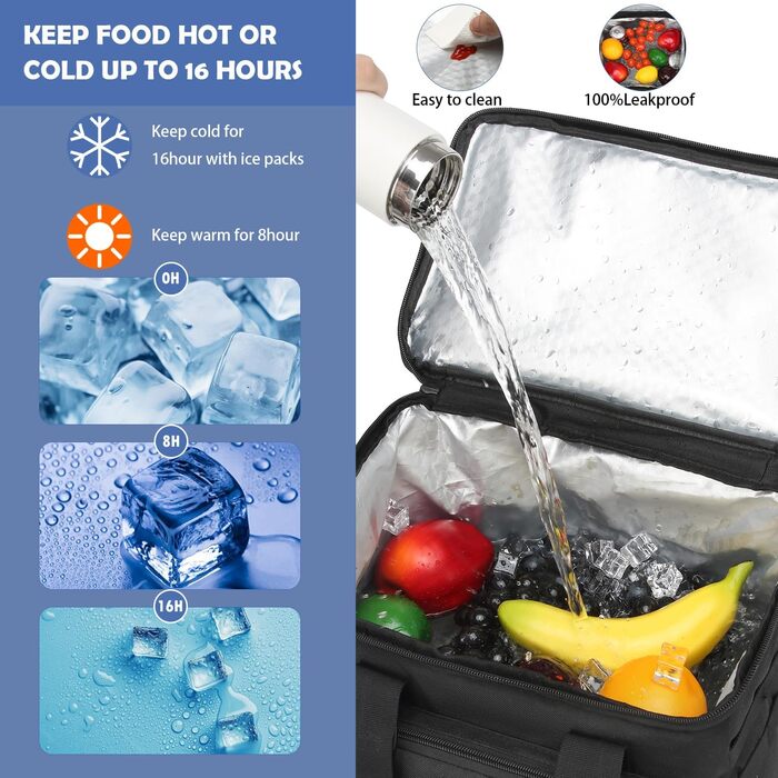 Сумка-холодильник на 42 банки, великий рюкзак-холодильник, тактична ізольована сумка для ланчу, сумка для пікніка на пляжі, барбекю, кемпінгу, чорна