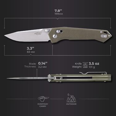 Складний кишеньковий ніж Ganzo Firebird FB7651-GR з нержавіючої сталі 440C Лезо з нержавіючої сталі Ергономічна протиковзка ручка