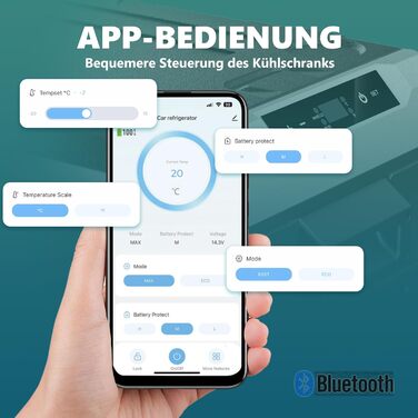 Автомобільний холодильник EUHOMY 50L, компресорний холодильник -2020, 12V холодильник 12V DC/220V AC, з керуванням за допомогою застосунку, портативний морозильник на колесах для кемпінгу, подорожей, риболовлі, використання на свіжому повітрі CFB 50L