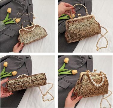 Вечірня сумочка з паєтками, ручної роботи. Перлинний клатч для весілля, розкішна сумочка для нареченої. Елегантна сумка на ланцюжку через плече, блискучий гаманець. Чорний колір.