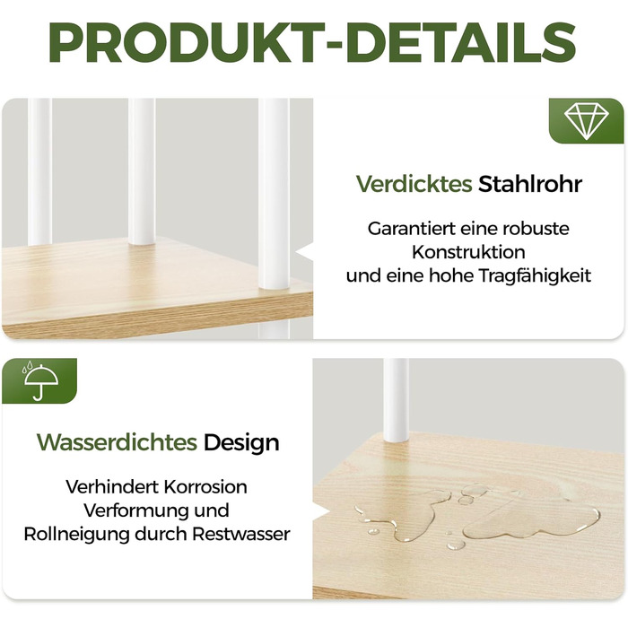 Підставка для квітів Bamworld, підставка для рослин, полиця для рослин, стійка для квітів, дерев&39яна підставка для квітів, 5 ярусів, металева, садова, кутова, балкон, вітальня (біла)