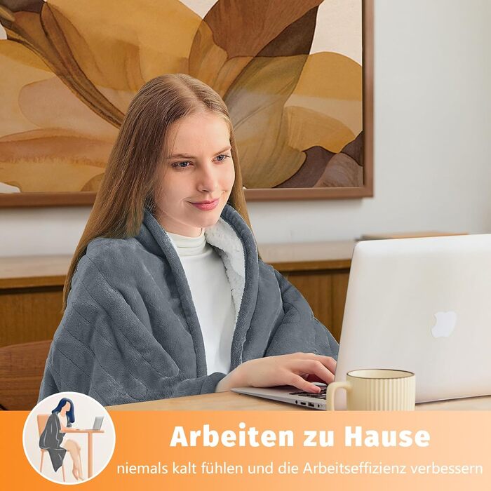 Підігріта ковдра BOMOVA з автоматичним вимкненням, пухнаста різдвяна ковдра, 10 налаштувань температури та 5-годинний таймер для дому, подарунки для жінок, різдвяна прикраса для ліжка/дивана, 130x180 см, сірий