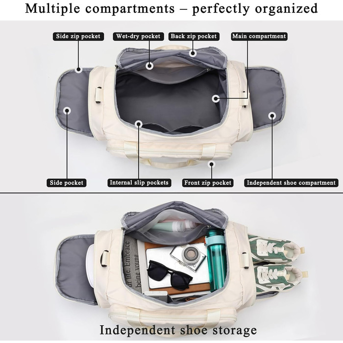 Спортивна сумка для жінок та чоловіків, дорожня сумка, спортивна сумка SUNYBLIS 40 л з відділенням для взуття, відділенням для вологи, водонепроникний спортивний рюкзак, тренувальна сумка з рюкзаком, сумка для вихідних, ручна поклажа, дорожня спортивна су
