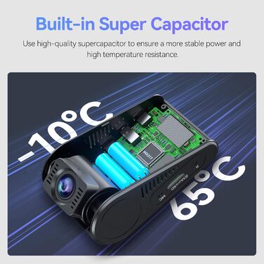 Автомобільний відеореєстратор VIOFO A129 Pro Duo 4K 1080P WiFi 5GHz, вбудований модуль GPS, двооб'єктивна передня і задня камера,